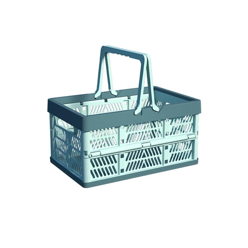 1pc Folding Portable Fruit And Vegetable Storage Basket Sundry Arrangement Thickened Plastic Picnic Basket