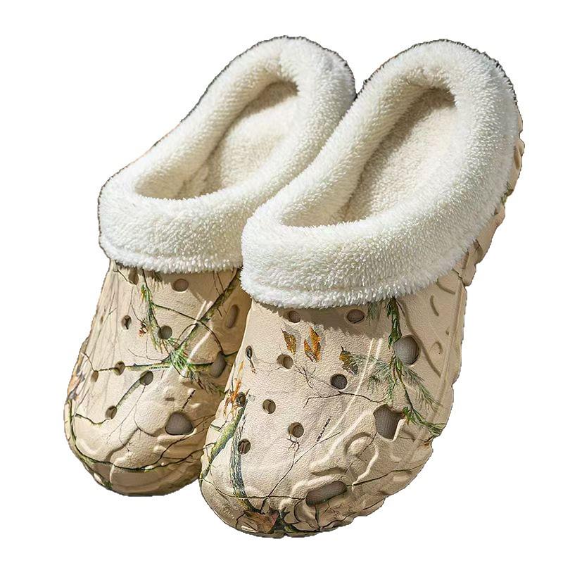 Women's Thick-Soled EVA Cotton Slippers - Cute European & American Style Closed-Toe Winter Warm Home Shoes