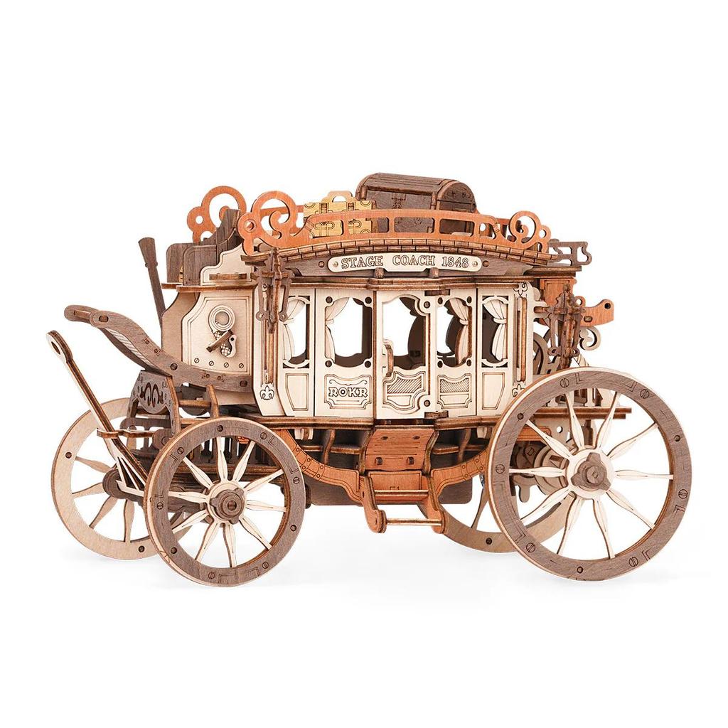 ROBOTIME ROKR Stagecoach Mechanical Music Box 3D Wooden Puzzle AMKA1