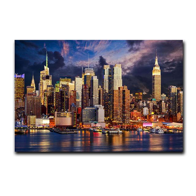 

Закат Облако Нью-Йорк Манхэттен Здание Холст Картина Плакаты и принты Скандинавская Настенная Картина для Гостиной 60x90cm no frame