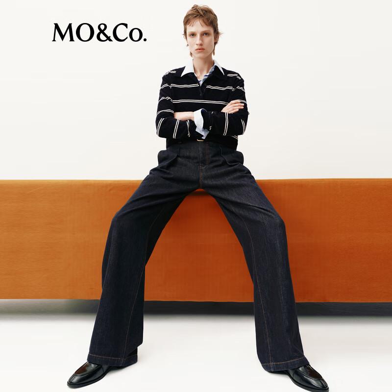 MO&Co. Women s Striped Polo Collar Long Sleeve Top S /160