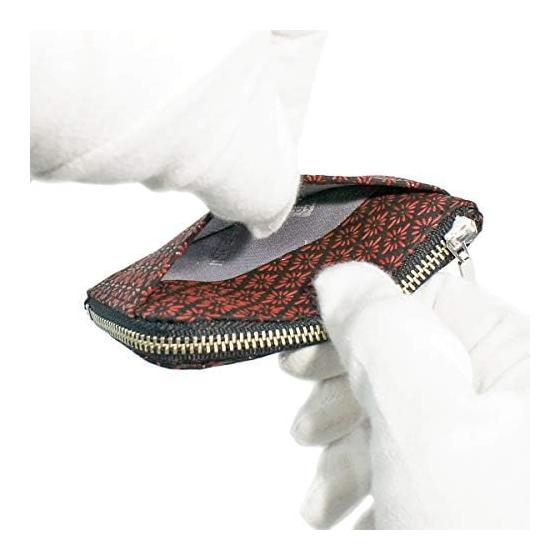 Inden-ya Inden Coin Case F Coin Case 05 Deer Leather Black Base X Red Lacquer Diamond Chrysanthemum Pattern 1005-21-017 Natural Deer Leather Lacquer
