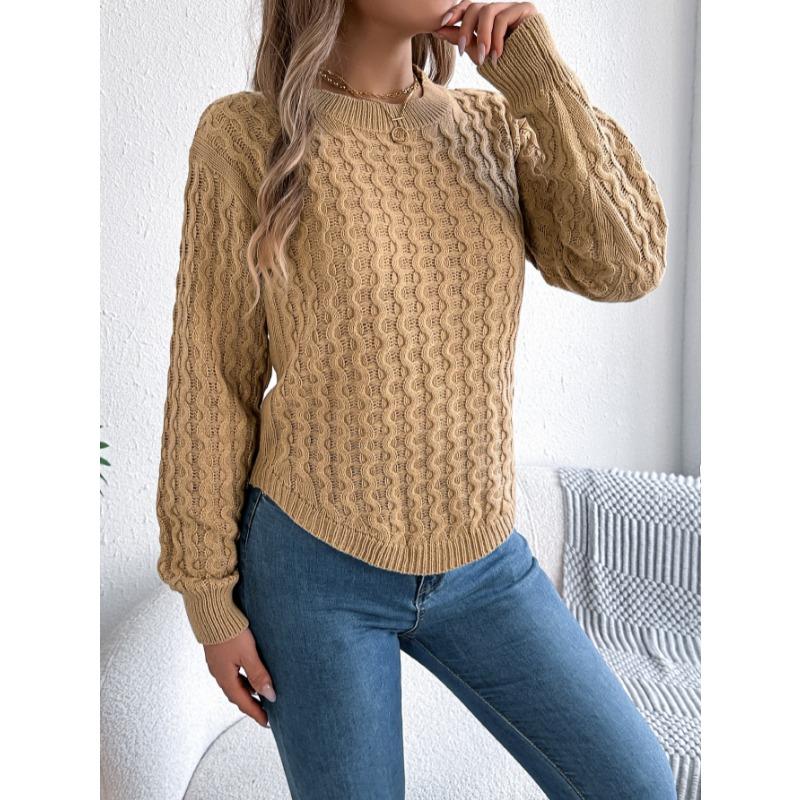 Fashion Twist Lantern Long Sleeve Irregular Pullover Sweater Women Autumn and Winter Casual Solid Color Knitted Tops Elegant Simple Loose Clothing