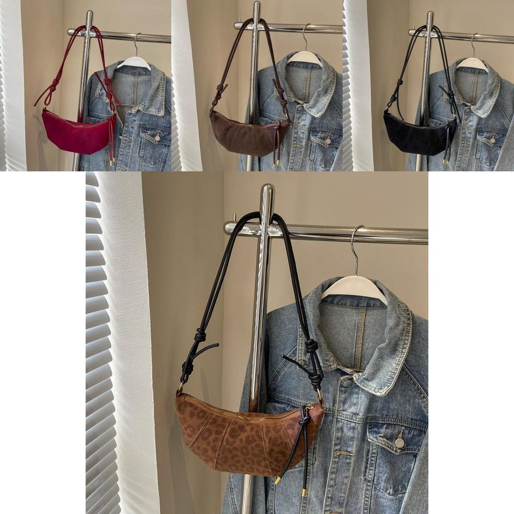 Vintage Aesthetic Horn Bag For Women With Soft Suede Material And Unique Design