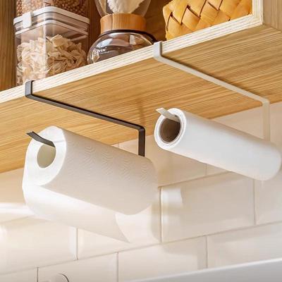 Punch-Free Kitchen Paper Towel, Cling Film & Rag Holder - Iron Art Hanging Storage Rack