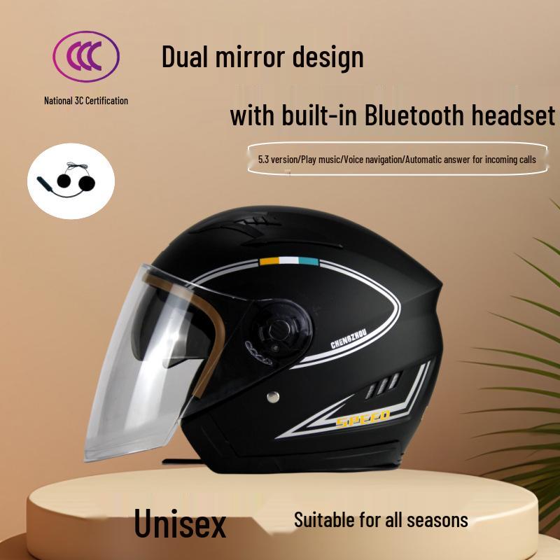 

3C Certified Electric Car Helmet with Built-in Bluetooth Headset for All-Season Use Built-in Bluetooth 250MA чорний