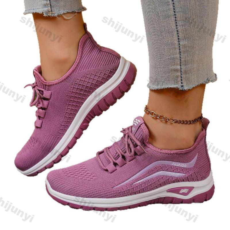 Women's Casual Shoes 2025 New Spring Summer Mesh Breathable Comfortable Sneakers Fashion Fly Weave Cross Tied Running Shoes