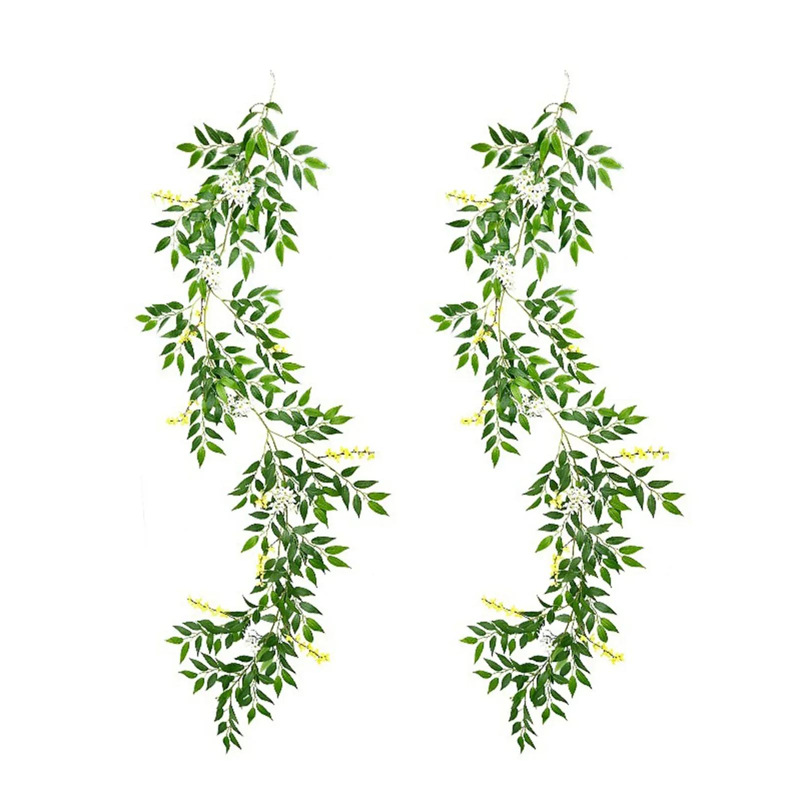 

2pcs Simulation Eucalyptus Willow Vine Spring Easter Family Wedding Decoration Rattan Green Plants Artificial Willow Leaf Wreath