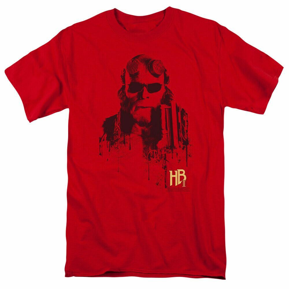 Hellboy 2 The Golden Army Splatter Gun T-shirt Mens Licensed Movie Tee Red XXL