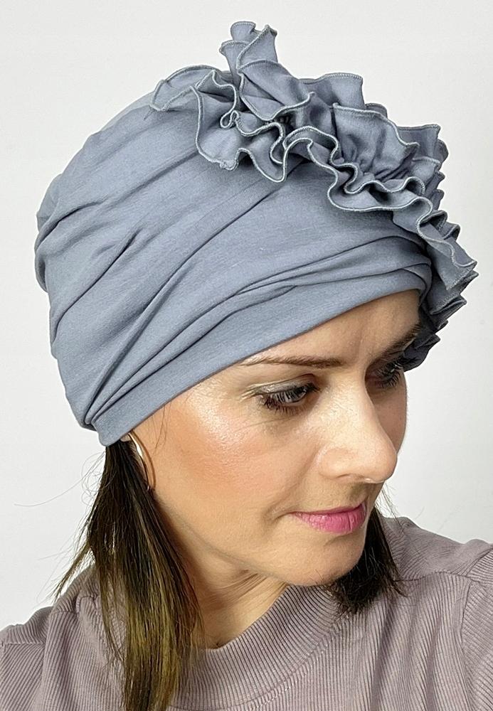 Gray Turban Malwina Made of Bamboo Double Cap Also After Chemotherapy