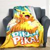 1pc Pikachu Flannel Blanket, Soft Skin Friendly with Digital Printing, Various Sizes Available for Family, Friends, Birthday