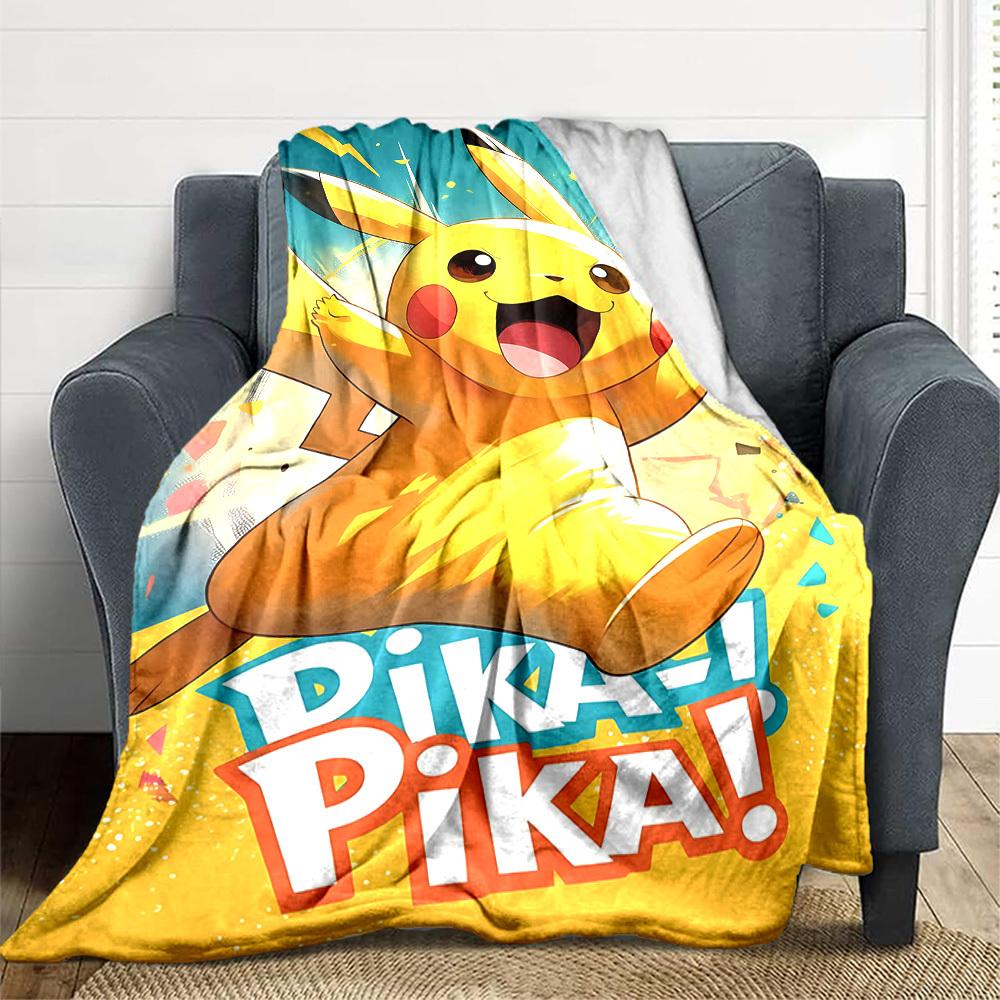 1pc Pikachu Flannel Blanket, Soft Skin Friendly with Digital Printing, Various Sizes Available for Family, Friends, Birthday