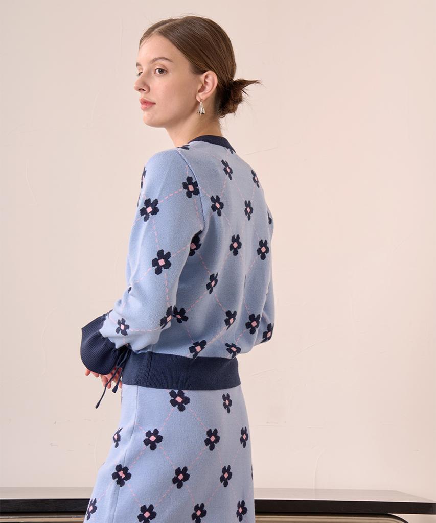 Bye Bye Seop Argyle Skirt Sky Blue [T01]