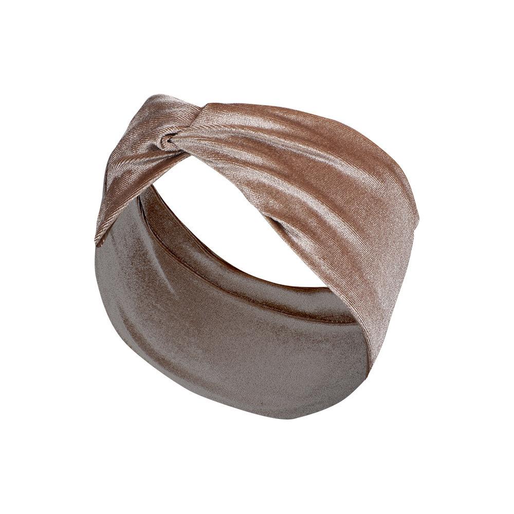 Solid Color Gold Velvet Headband, Hair Accessories Stylish Knotted Cross Elastic Wide Edge Headband Headband