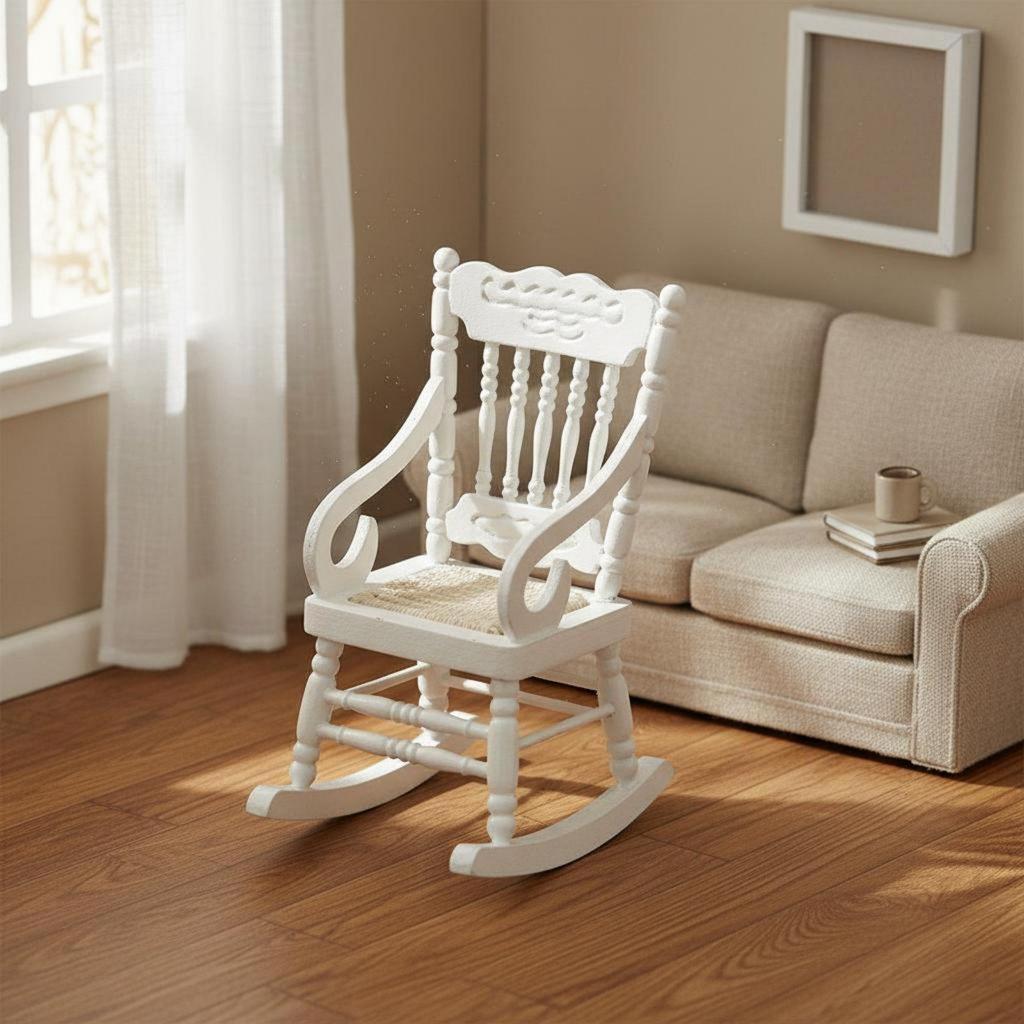 Rocking chair at 1:12 scale, handcrafted and richly detailed