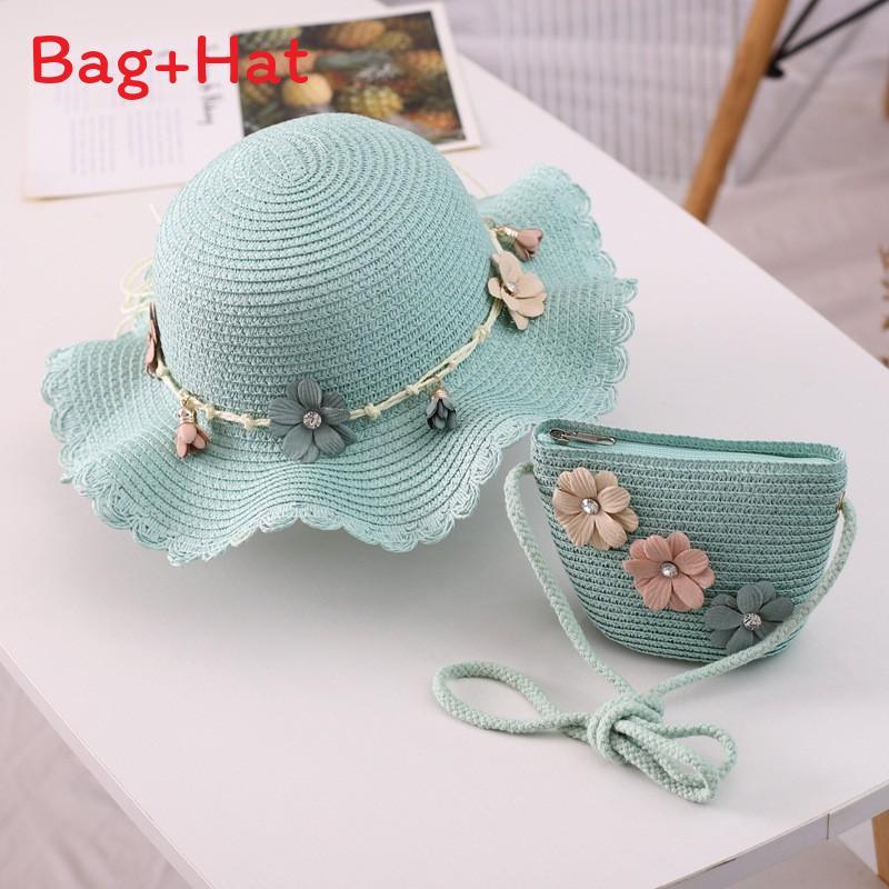 Korean Girl Beach Hat And Bag Combo With Large Brim Sunshade For Summer Outdoor Activities