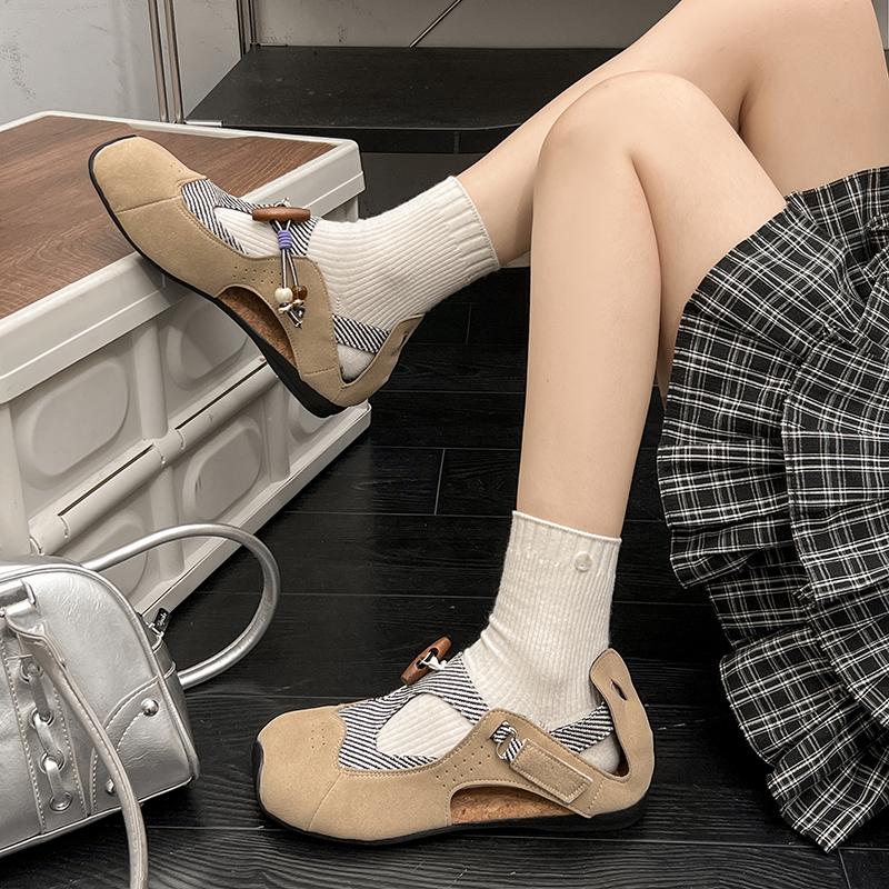 Women's Casual Sports Sandals Cover Toe Heel Wrap Side Cutout String Bead Single Shoes National Style Summer Breathable Sandals