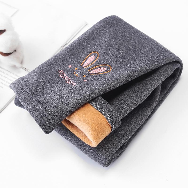 1W Girls' Fleece-Lined Warm Leggings - Autumn/Winter Style, Small & Medium Sizes, One-Piece Outerwear Pants