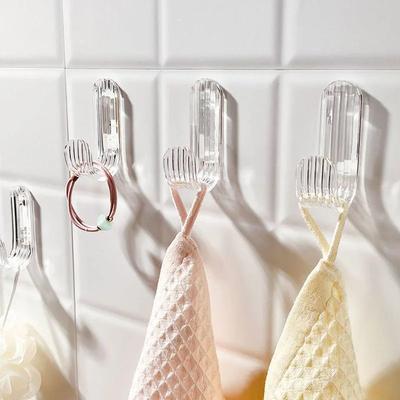 Kitchen Hardware Hooks Dishcloth Rack Traceless Universal Transparent Hook for Kitchen  Multifunction Wall Hook Key Organizer