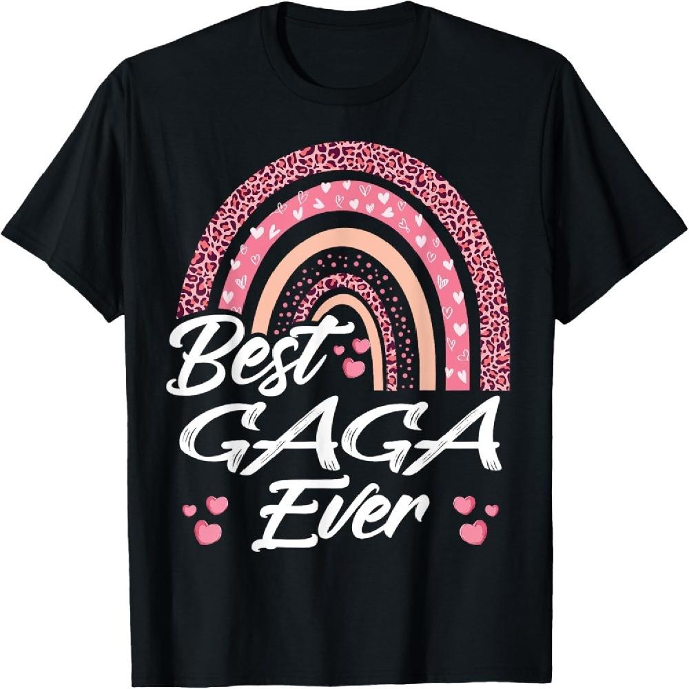 Funny Best Gaga Ever Rainbow Cute Mothers Day For Women T-Shirt S