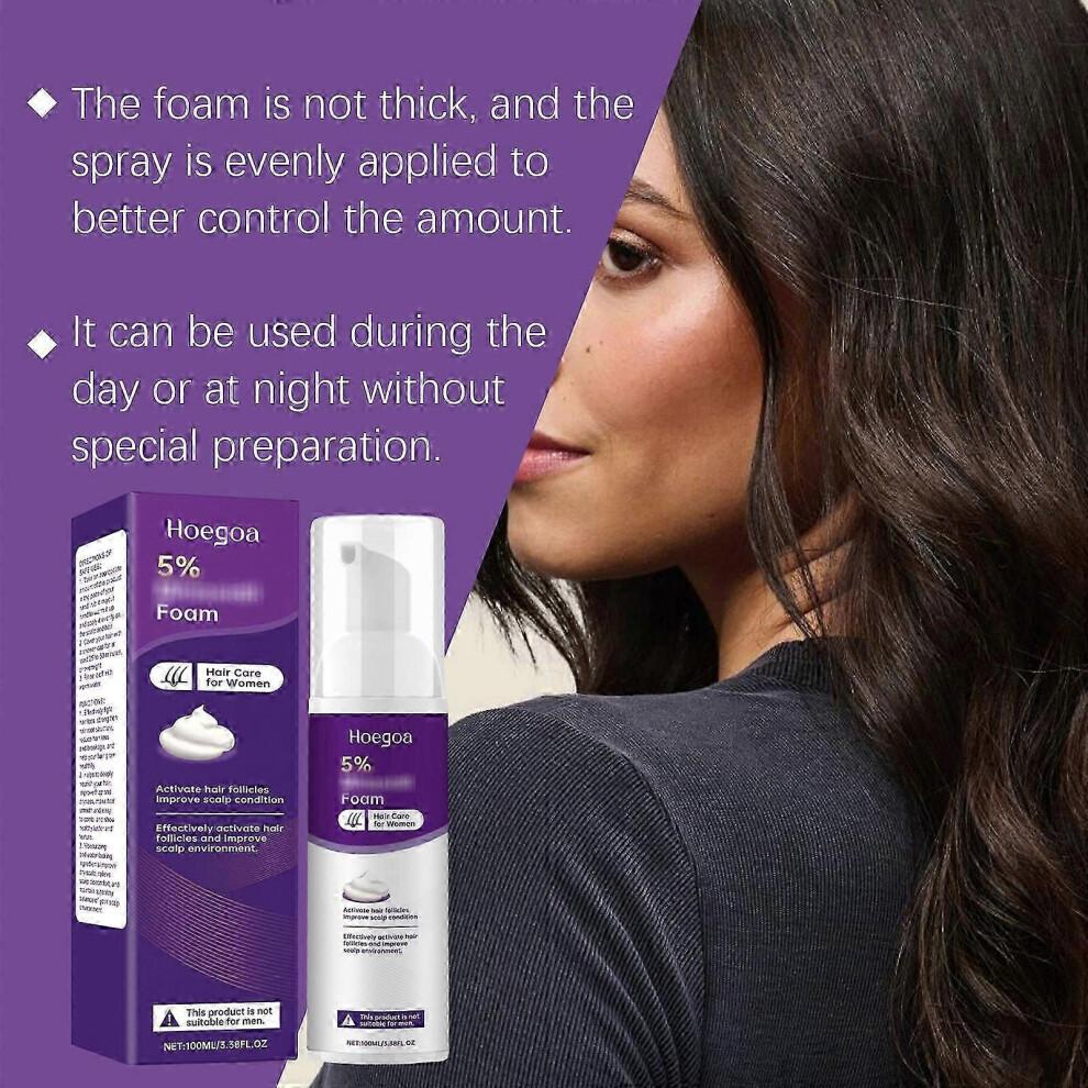 (5 STÜCKE) 1-5x 100ml 5% Haarwuchs-Schaum für Frauen, Haarwuchs-Behandlungsserum für dünner werdendes Haar & zurückgehendem Haaransatz, 100ml