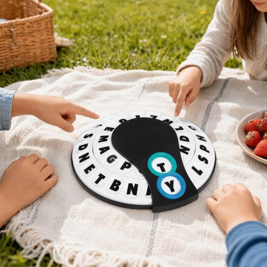1/2 Set Gioco di Parole Veloci, Gioco da Tavolo Familiare Ruota dell'Alfabeto, Gioco Educativo Interattivo Multigiocatore di Parole per Bambini