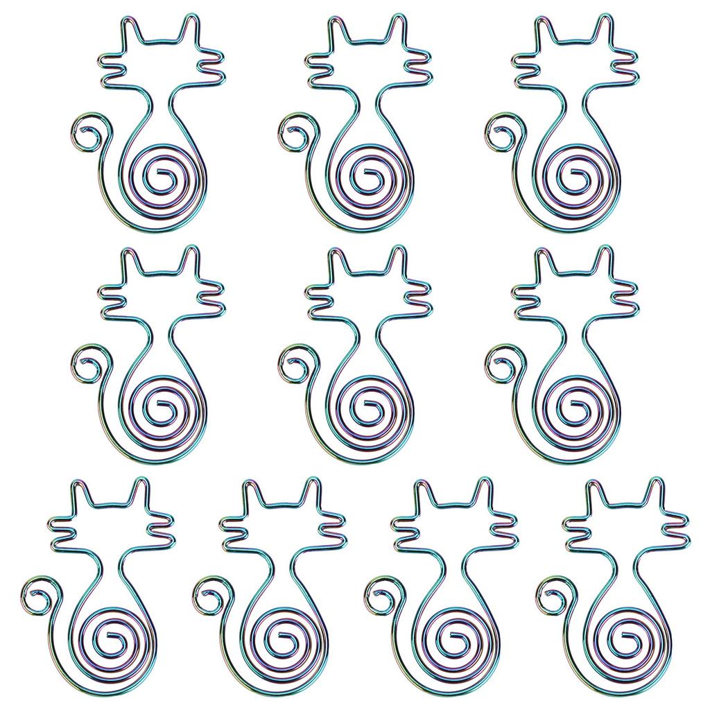 10PCS Paper Clip Animal Colorful Cat‑Shape Creative Portable for Office Home File Notebook
