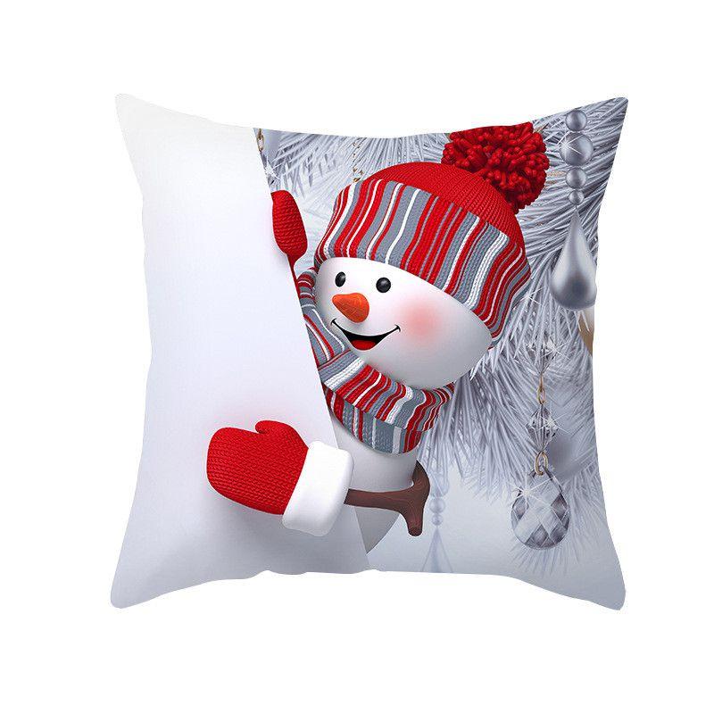 Cozy 18" Christmas Cushion Cover Featuring Cute Santa Claus And Snowman For Holiday Charm