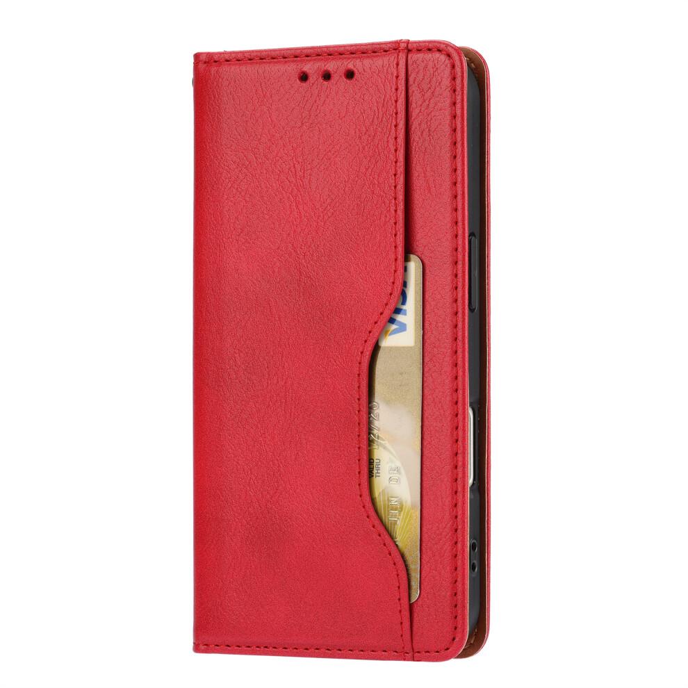 (Red) For iPhone 17 Cell Phone Case Magnetic Closing PU Leather Stand Cover
