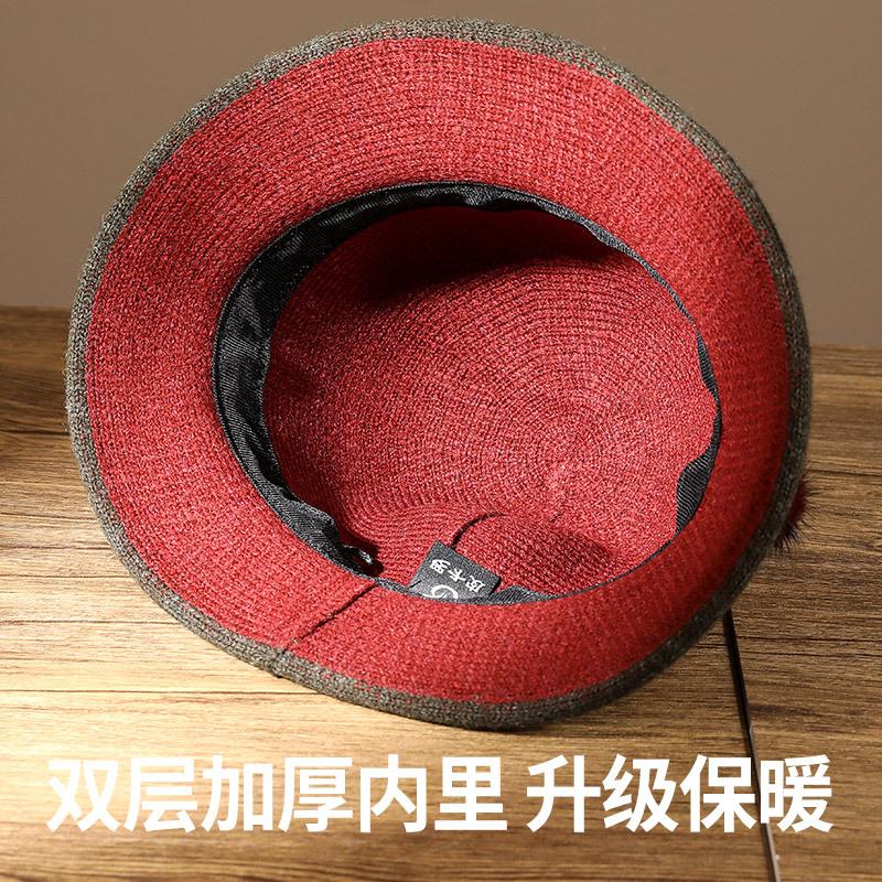 Elderly autumn and winter thermal basin hat fashionable lady mother hat curled granny wool top hat bucket hat