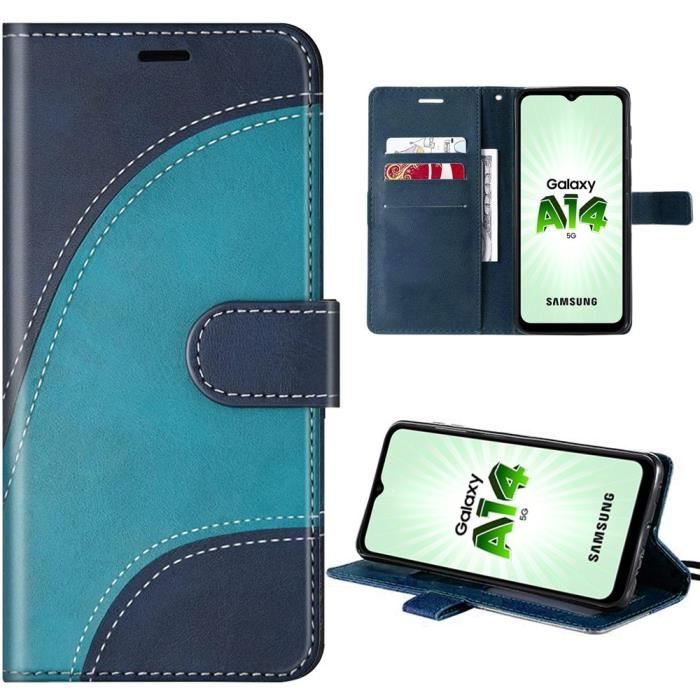 Coque de protection - booling - samsung galaxy a14/a14 5g - semi-rigide - motif vague épissée - bleu