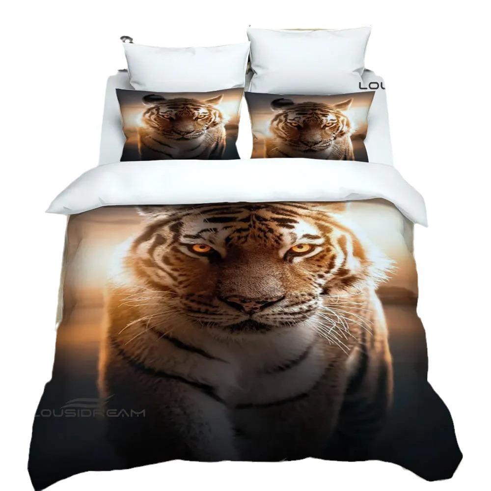 3D Tiger Digital Printing Bedding Set Duvet Cover Pillowcase Deluxe Set Fashion Design Three-Piece Set