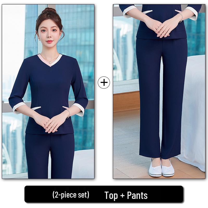 Women's Spring/Summer Thin Style Salon & Spa Uniform Set for Massage Technicians