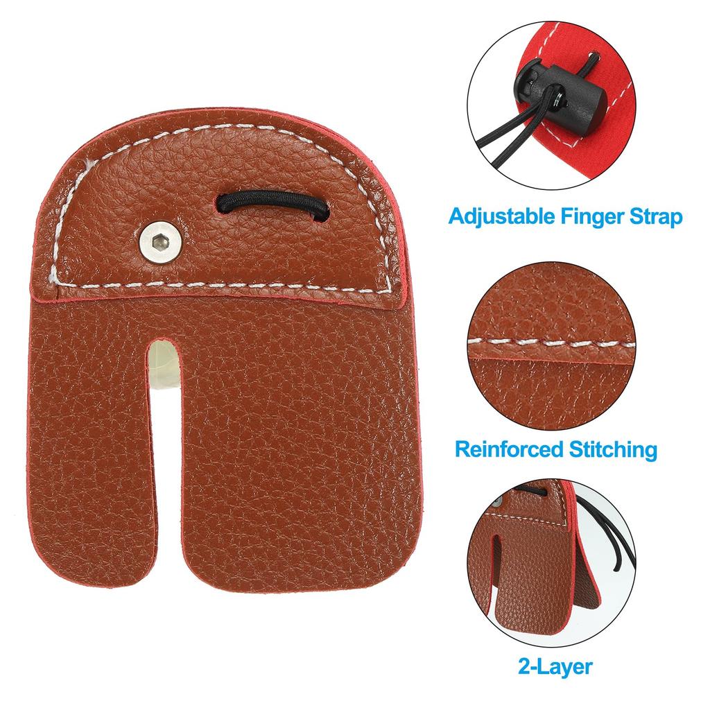PATIKIL Archery Finger Tab Leather Archery Finger Protective Gear Brown