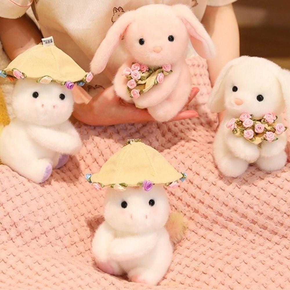 Romantic Bear Wear Rose Doll 15cm Bouquet Rabbit Doll Horse Stuffed Animal  Valentine Decor