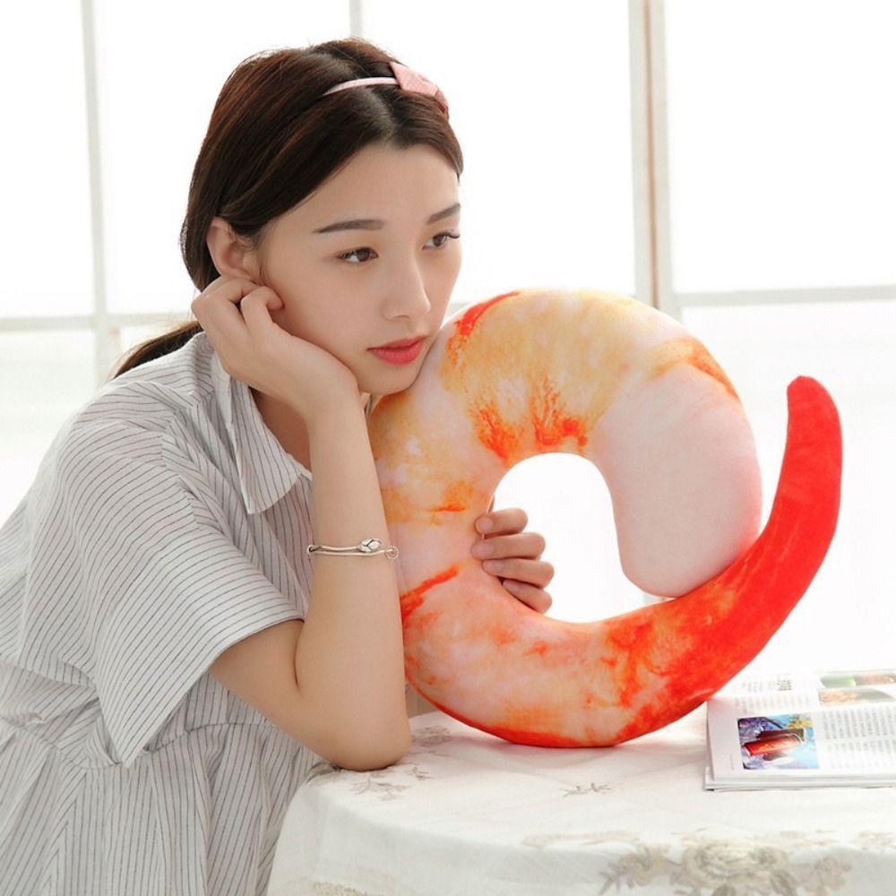 U Neckpillow U Neckpillow Shrimp Pillow Animal Doll Plush Peeled Prawns Plush Toys  Birthday Gifts