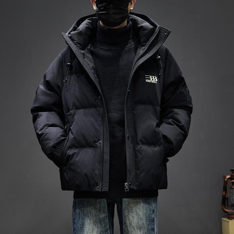 Men's High-End White Duck Down Jacket - Thick, Warm, Loose Fit with Hood