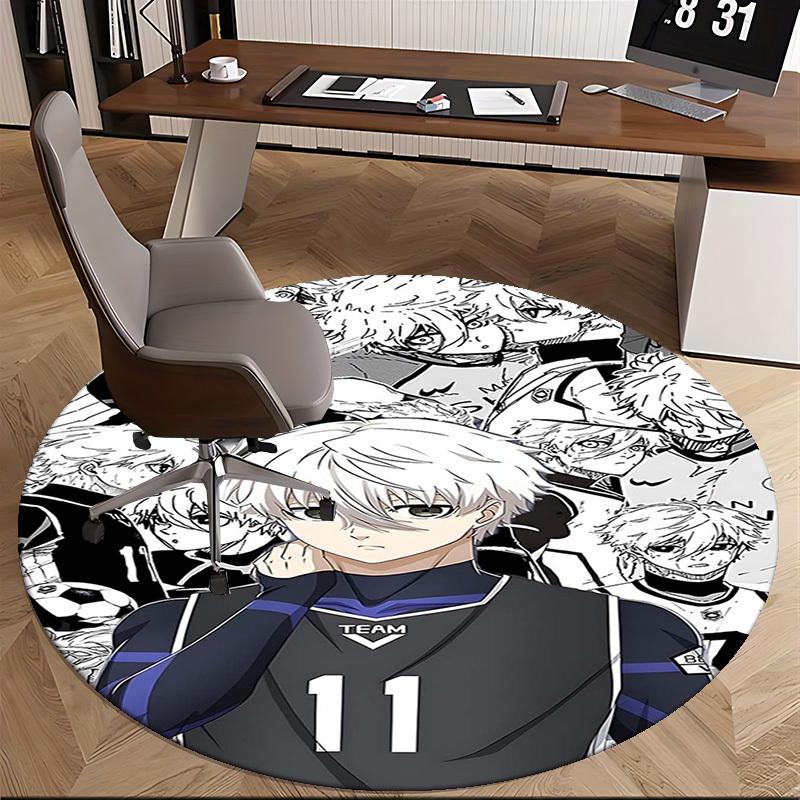 1pc Anime Design Round Carpet for Office Chair Mat, Non-Slip Rug Suitable for Home Decor, Living Room