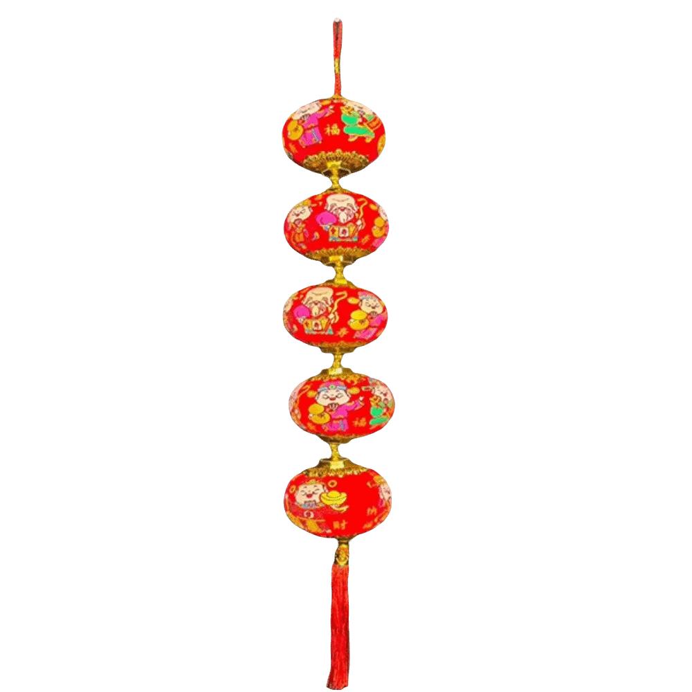 Fu Blessing Hanging Red Ball Lantern With Tassels Chinese Lantern Pendant New Year