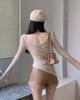 2025 Autumn/Winter PU Leather Patchwork Furry High-Waisted Slimming Women's Shorts
