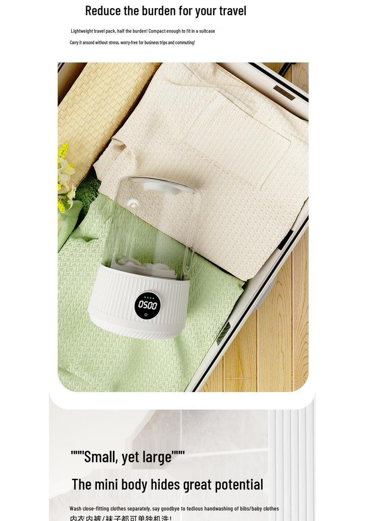 Portable Mini Washing Machine for Underwear and Socks - Compact, Wireless, and Fully Automatic