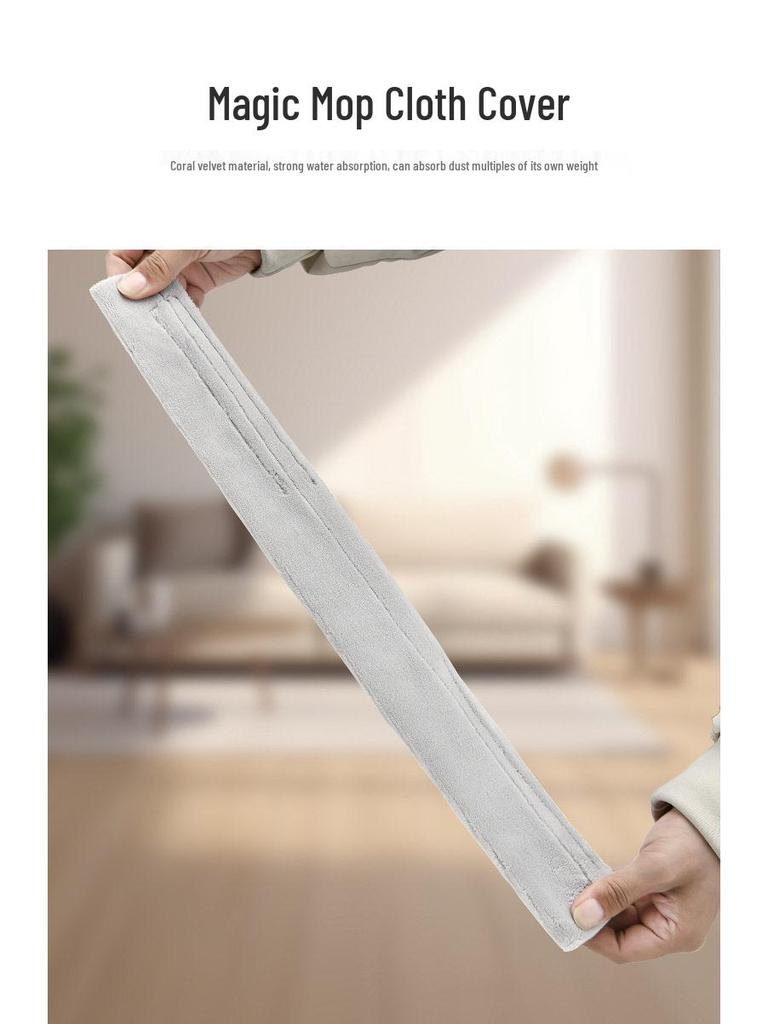 Magic Retractable Broom - Coral Fleece Mop for Dry/Wet Cleaning with Cloth Cover, No Washing Needed