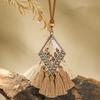 Diamond-shaped Woven Tassel Necklace