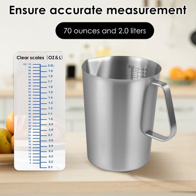 Stainless Steel Graduated Milk Tea Coffee Measuring Cup Easy To Clean with Dust-proof Lid Multipurpose Coffee Milk Measuring Cup