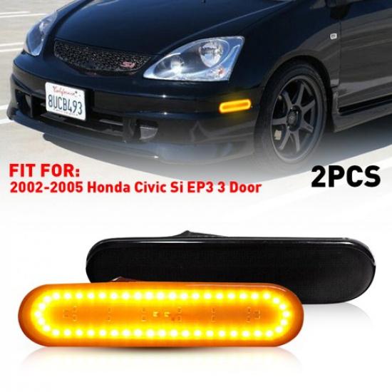 Amber Front LED Side Lights Fender Marker Lamp For 02-05 Honda Civic Si EP3 3DR