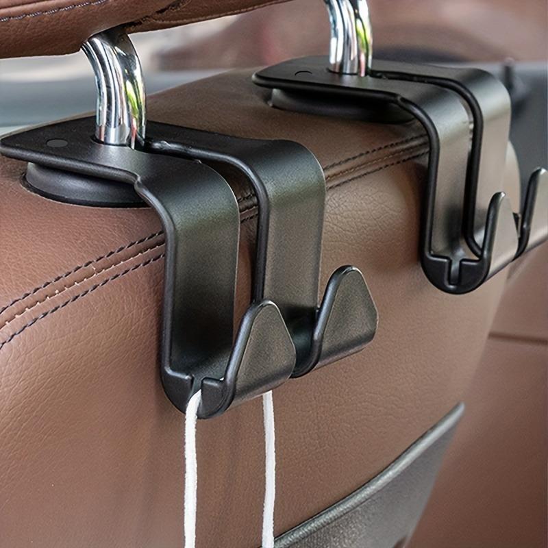 2pcs Heavy-Duty Car Seat Back Hooks Versatile Double Storage Hooks for Convenient Space-Saving Car Organization.