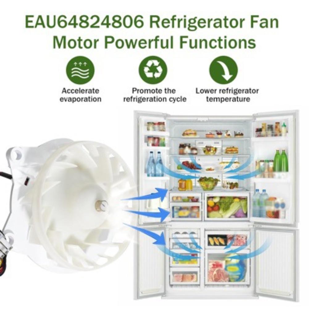 Fan Motor for Refrigerator Evaporator 12V DC 1A Compatible with Model EAU64824806 Providing Quiet and Efficient Cooling