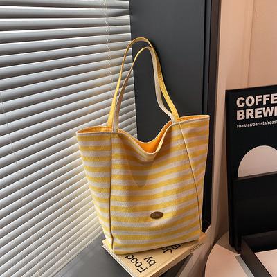Sac en tricot rayé printemps 2025 style coréen ins décontracté sac fourre-tout étudiant grande capacité sac à bandoulière décontracté femme