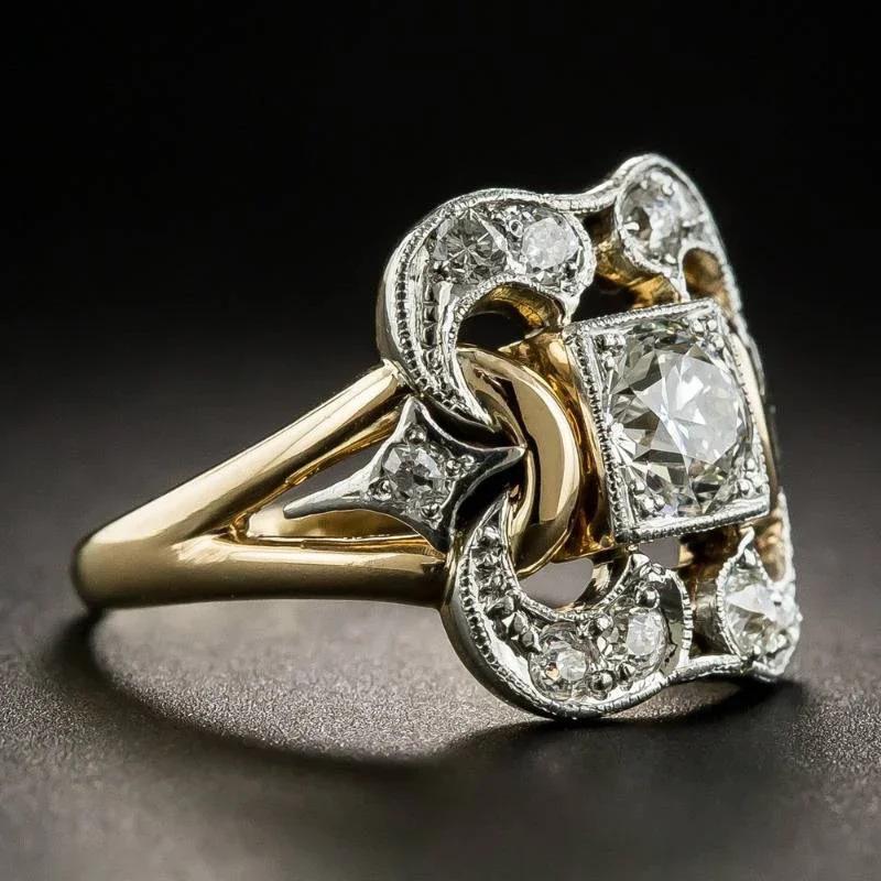 New Geometric Hollow-engraved Zirconia Ring - Fashionable and Retro Hand Accessory for Both Men and Women
