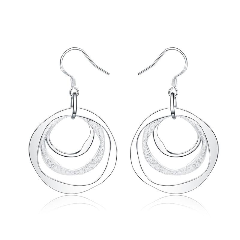 925 Sterling Silver Three Circle Drop Earring For Women Lady Wedding Engagement Party Fashion Jewelry